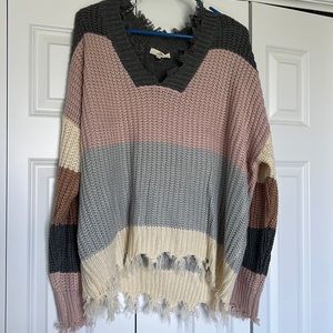 V-neck knit sweater